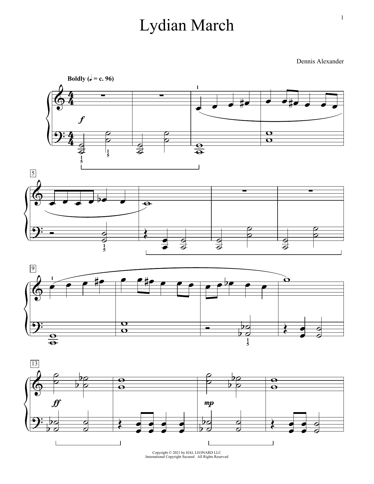 Dennis Alexander Lydian March Sheet Music Notes & Chords for Educational Piano - Download or Print PDF