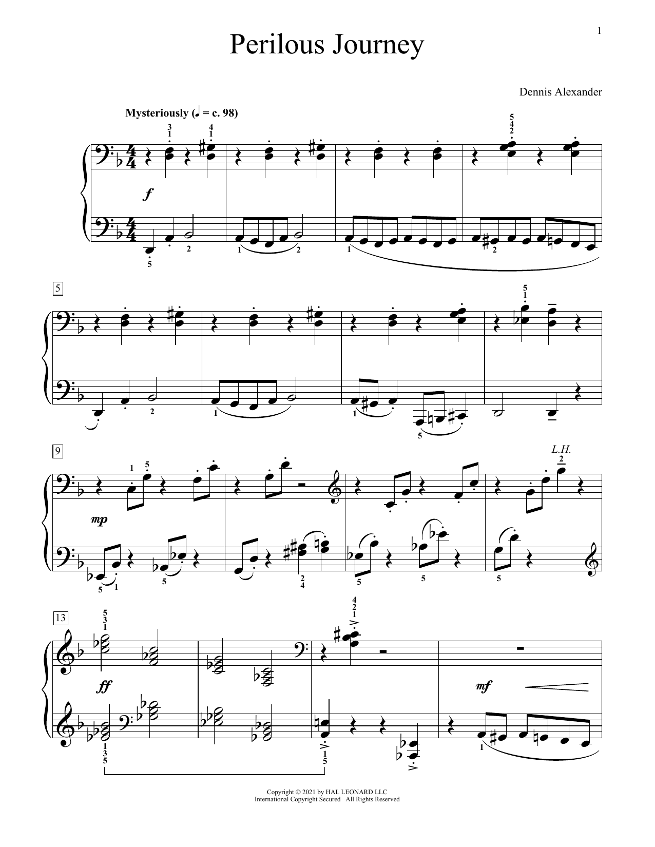 Dennis Alexander Perilous Journey Sheet Music Notes & Chords for Educational Piano - Download or Print PDF