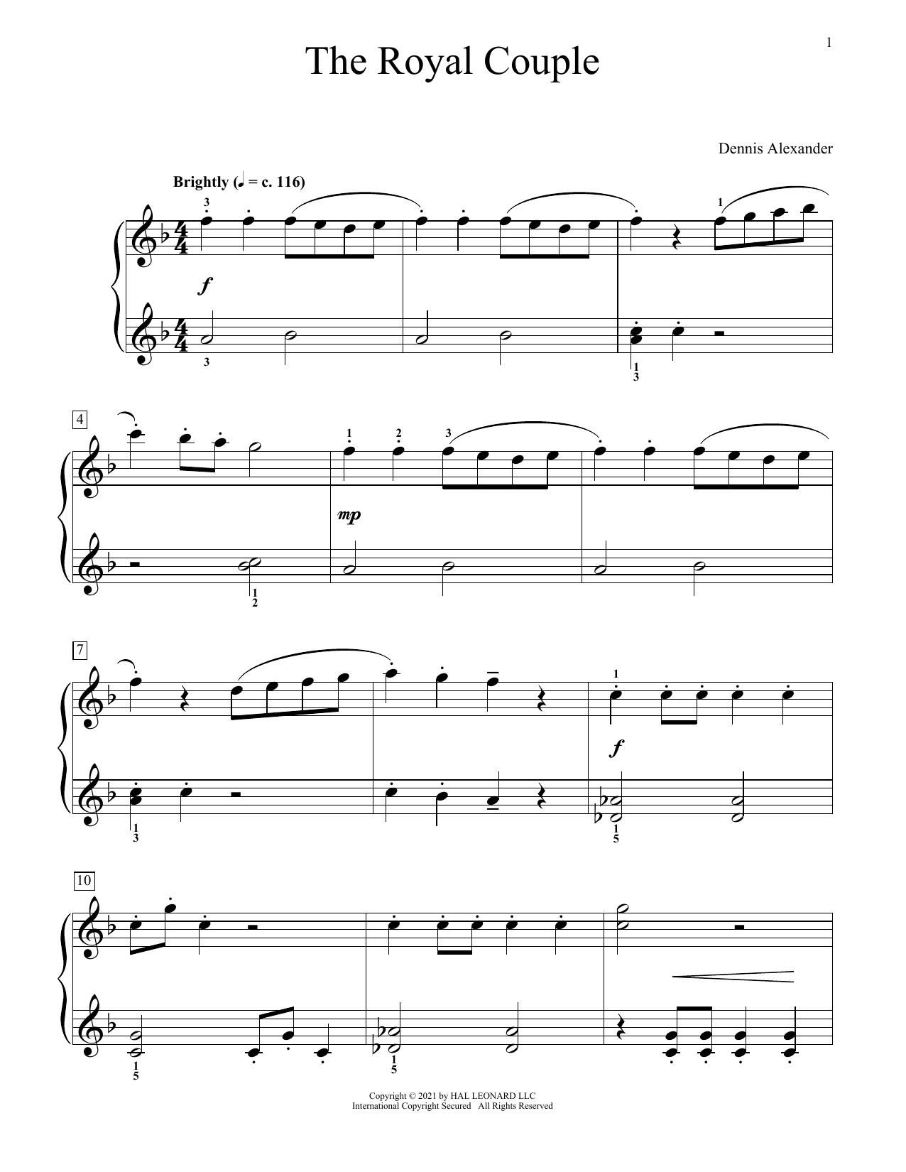 Dennis Alexander The Royal Couple Sheet Music Notes & Chords for Educational Piano - Download or Print PDF