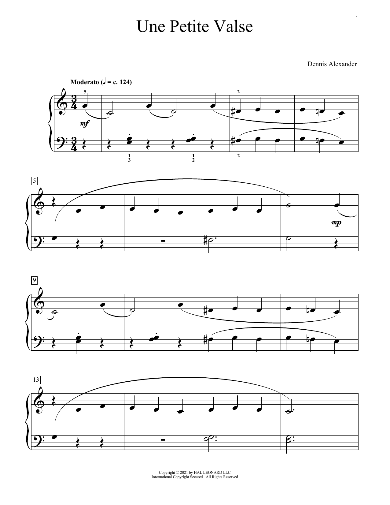 Dennis Alexander Une Petite Valse Sheet Music Notes & Chords for Educational Piano - Download or Print PDF