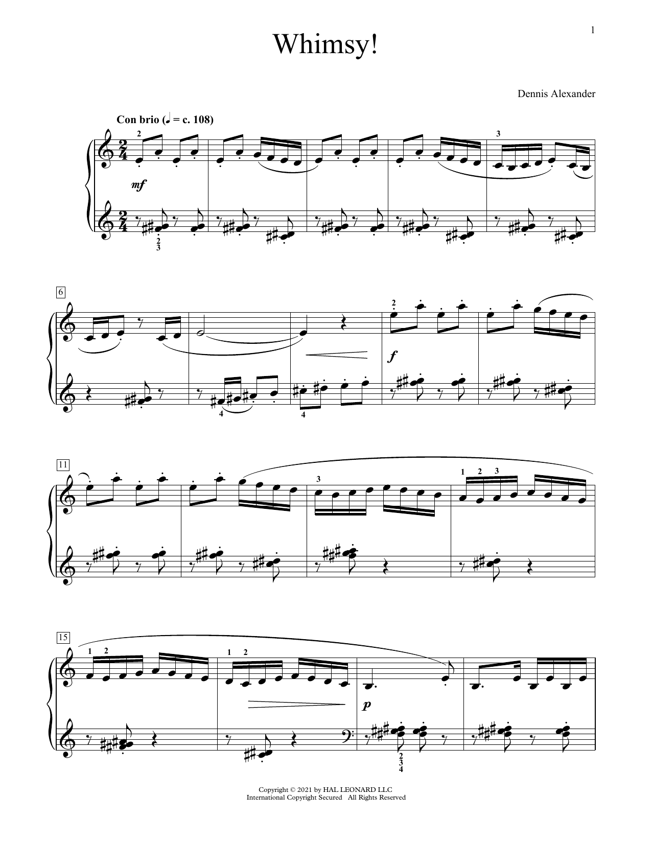 Dennis Alexander Whimsy! Sheet Music Notes & Chords for Educational Piano - Download or Print PDF