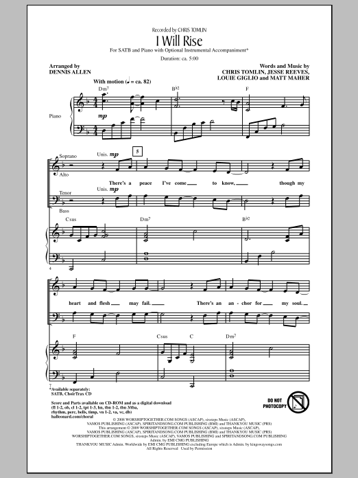 Dennis Allen I Will Rise Sheet Music Notes & Chords for SATB - Download or Print PDF