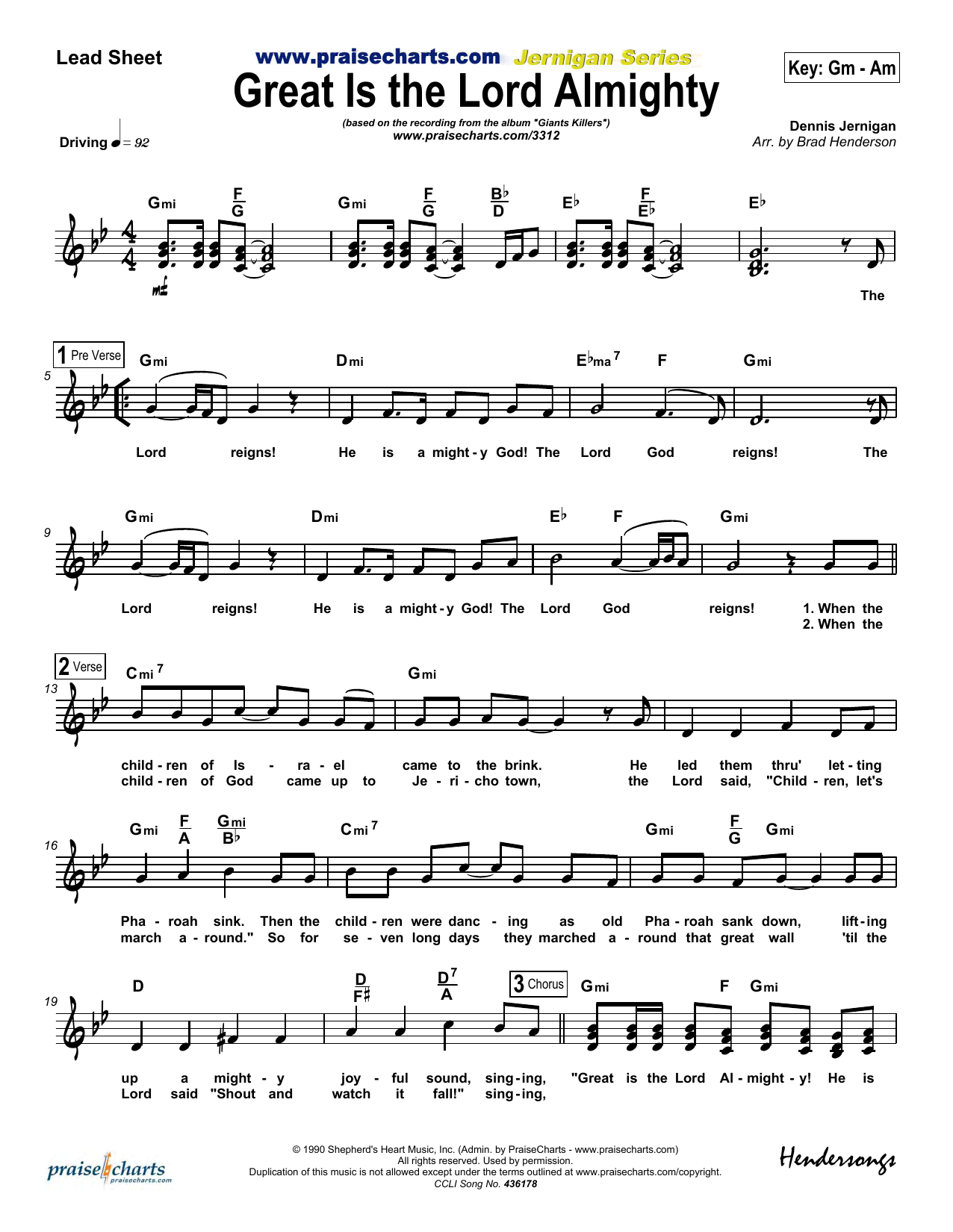 Dennis Jernigan Great Is The Lord Almighty Sheet Music Notes & Chords for Lead Sheet / Fake Book - Download or Print PDF