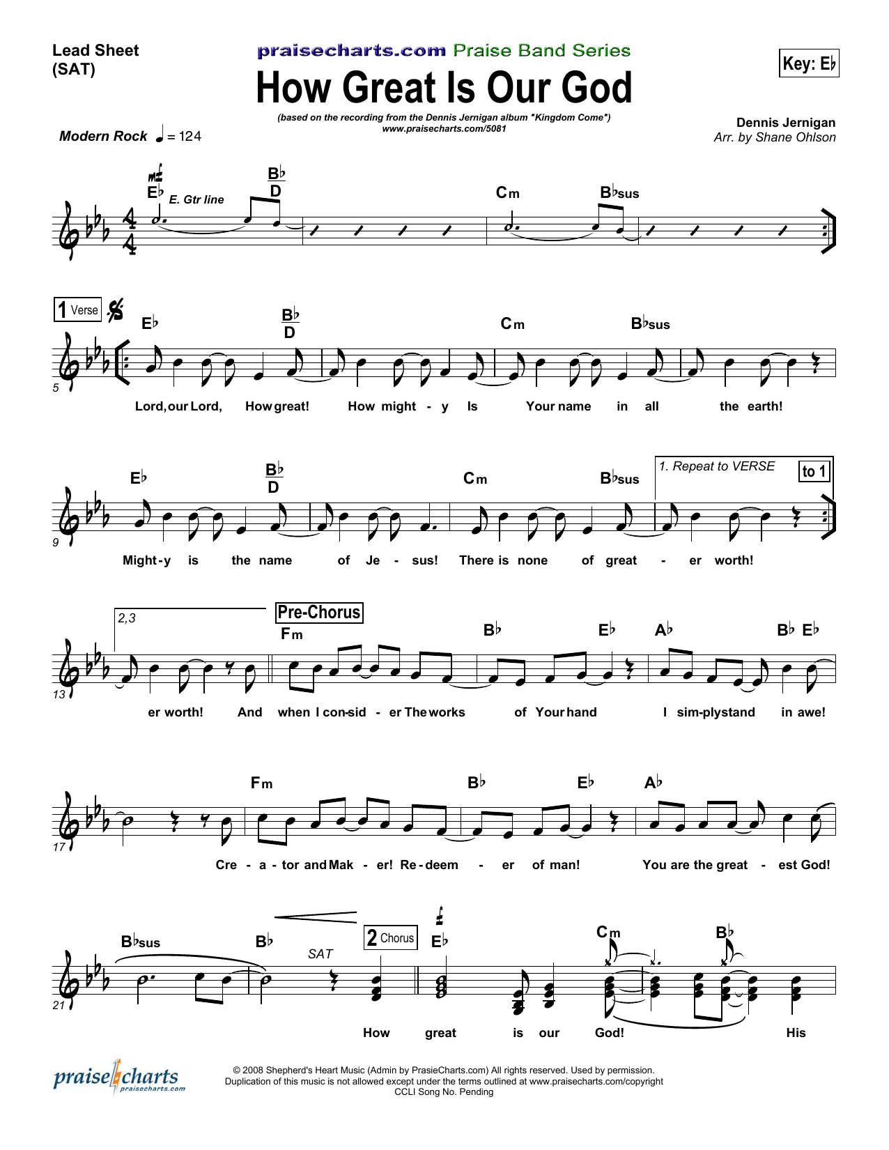 Dennis Jernigan How Great Is Our God Sheet Music Notes & Chords for Lead Sheet / Fake Book - Download or Print PDF
