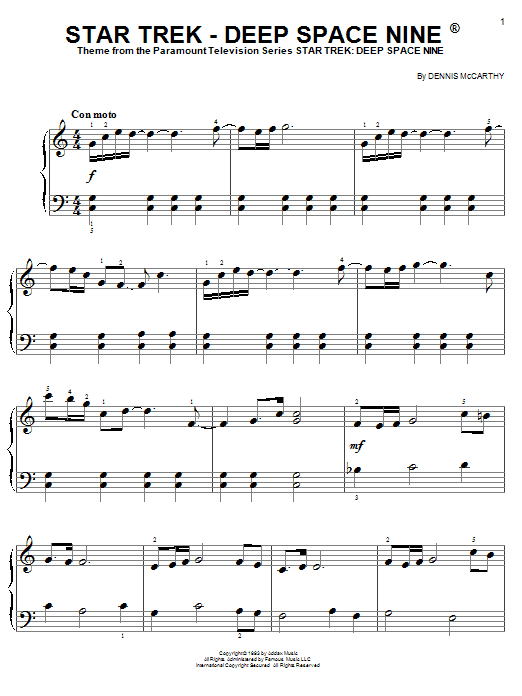 Dennis McCarthy Star Trek - Deep Space Nine(R) Sheet Music Notes & Chords for Easy Piano - Download or Print PDF