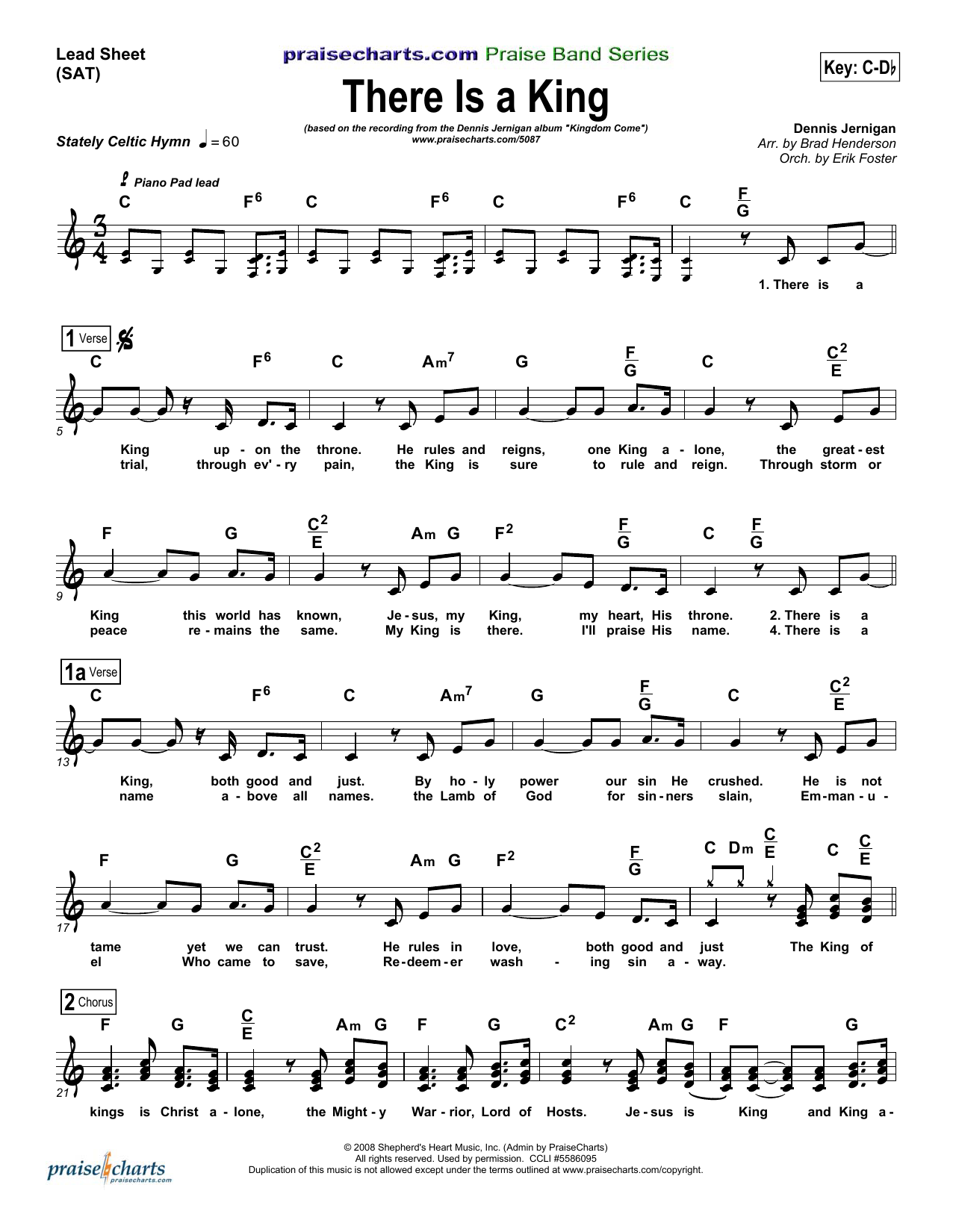 Preview Dennis Jernigan There Is A King Sacred sheet music, notes and chords for Lead Sheet / Fake Book, SKU: 344462 There Is A King sheet music