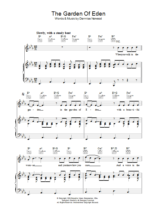 Dennise Norwood The Garden Of Eden Sheet Music Notes & Chords for Piano, Vocal & Guitar - Download or Print PDF