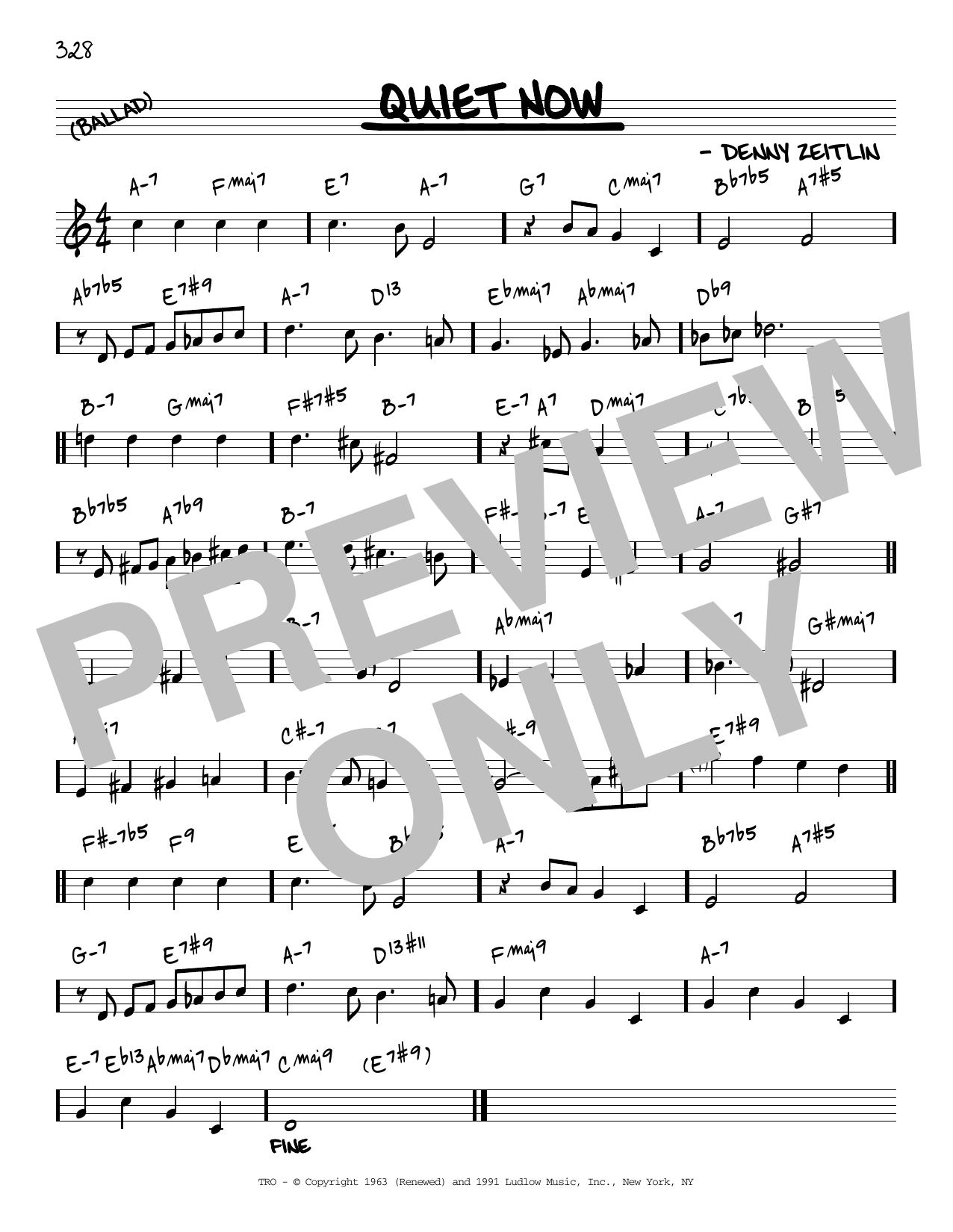 Denny Zeitlin Quiet Now [Reharmonized version] (arr. Jack Grassel) Sheet Music Notes & Chords for Real Book – Melody & Chords - Download or Print PDF