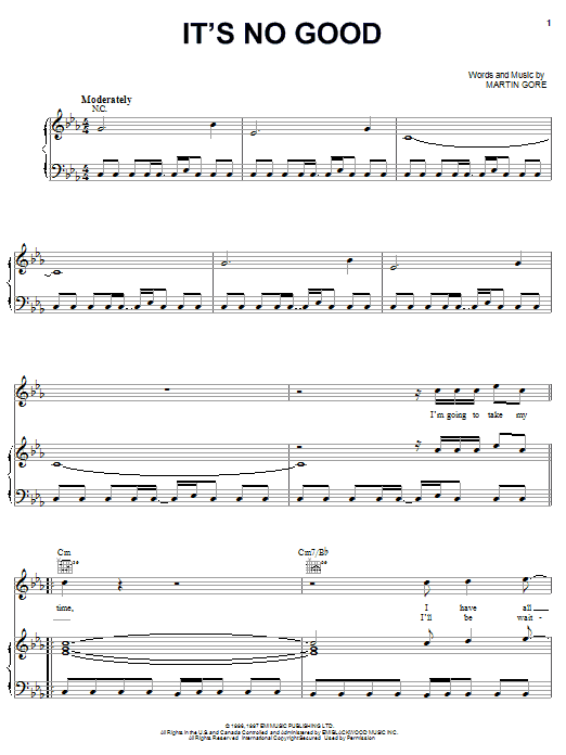 Depeche Mode It's No Good Sheet Music Notes & Chords for Piano, Vocal & Guitar (Right-Hand Melody) - Download or Print PDF