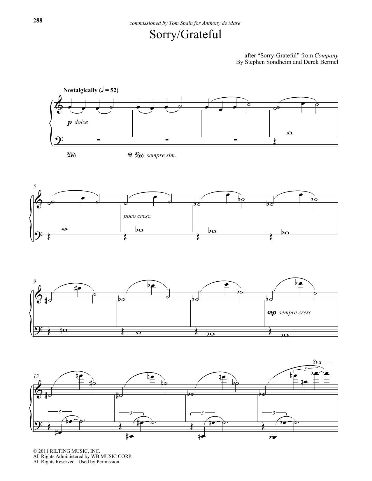 Derek Bermel Sorry/Grateful Sheet Music Notes & Chords for Piano - Download or Print PDF
