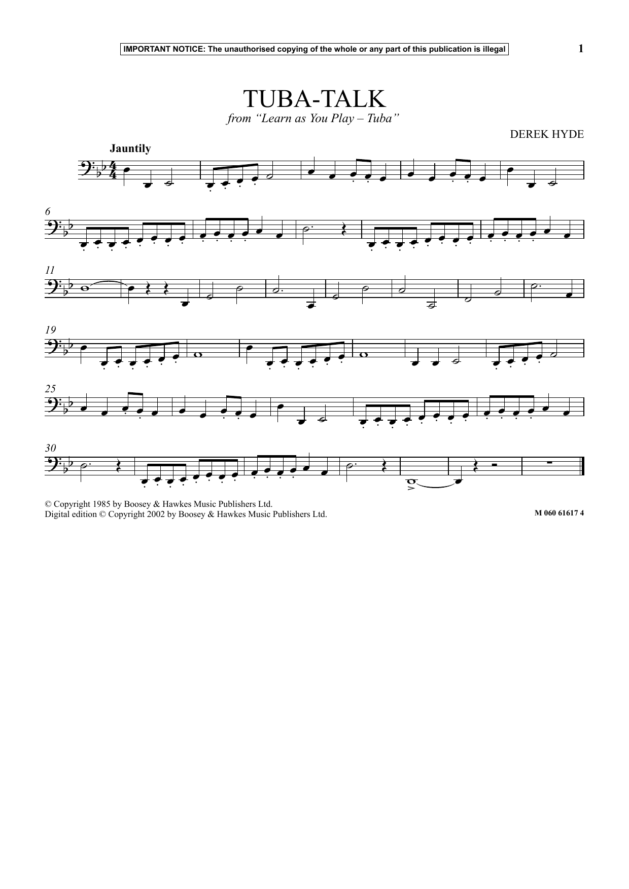 Derek Hyde Tuba Talk (from Learn As You Play Tuba) Sheet Music Notes & Chords for Instrumental Solo - Download or Print PDF