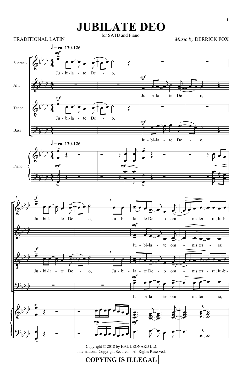Derrick Fox Jubilate Deo Sheet Music Notes & Chords for SATB - Download or Print PDF