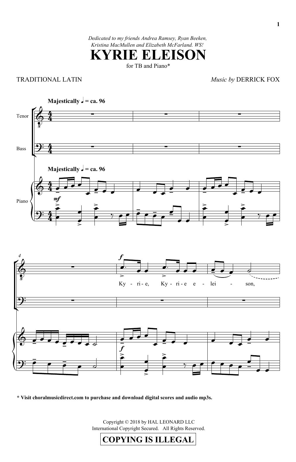 Derrick Fox Kyrie Eleison Sheet Music Notes & Chords for TB - Download or Print PDF