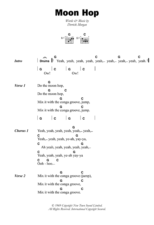 Derrick Morgan Moon Hop Sheet Music Notes & Chords for Lyrics & Chords - Download or Print PDF