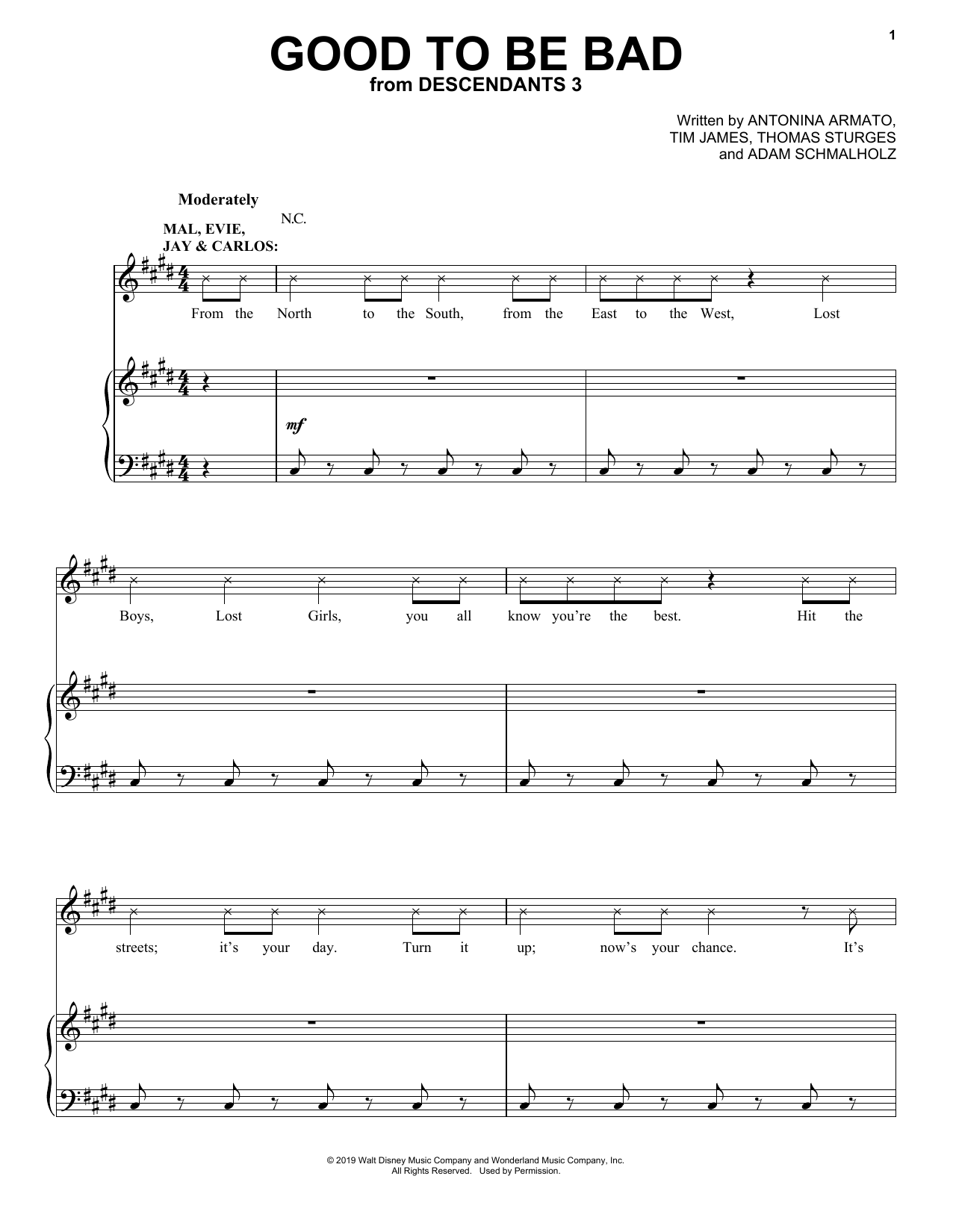 Descendants 3 Cast Good To Be Bad (from Disney's Descendants 3) Sheet Music Notes & Chords for Piano, Vocal & Guitar (Right-Hand Melody) - Download or Print PDF