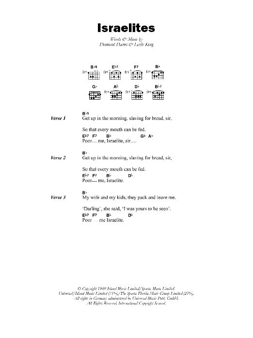 Desmond Dekker The Israelites Sheet Music Notes & Chords for Lyrics & Chords - Download or Print PDF