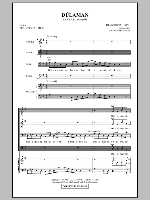 Desmond Earley Dulaman Sheet Music Notes & Chords for TBB - Download or Print PDF