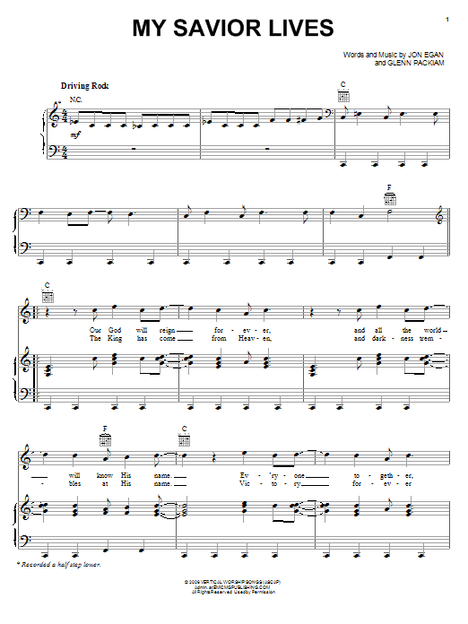 Jon Egan My Savior Lives Sheet Music Notes & Chords for Melody Line, Lyrics & Chords - Download or Print PDF