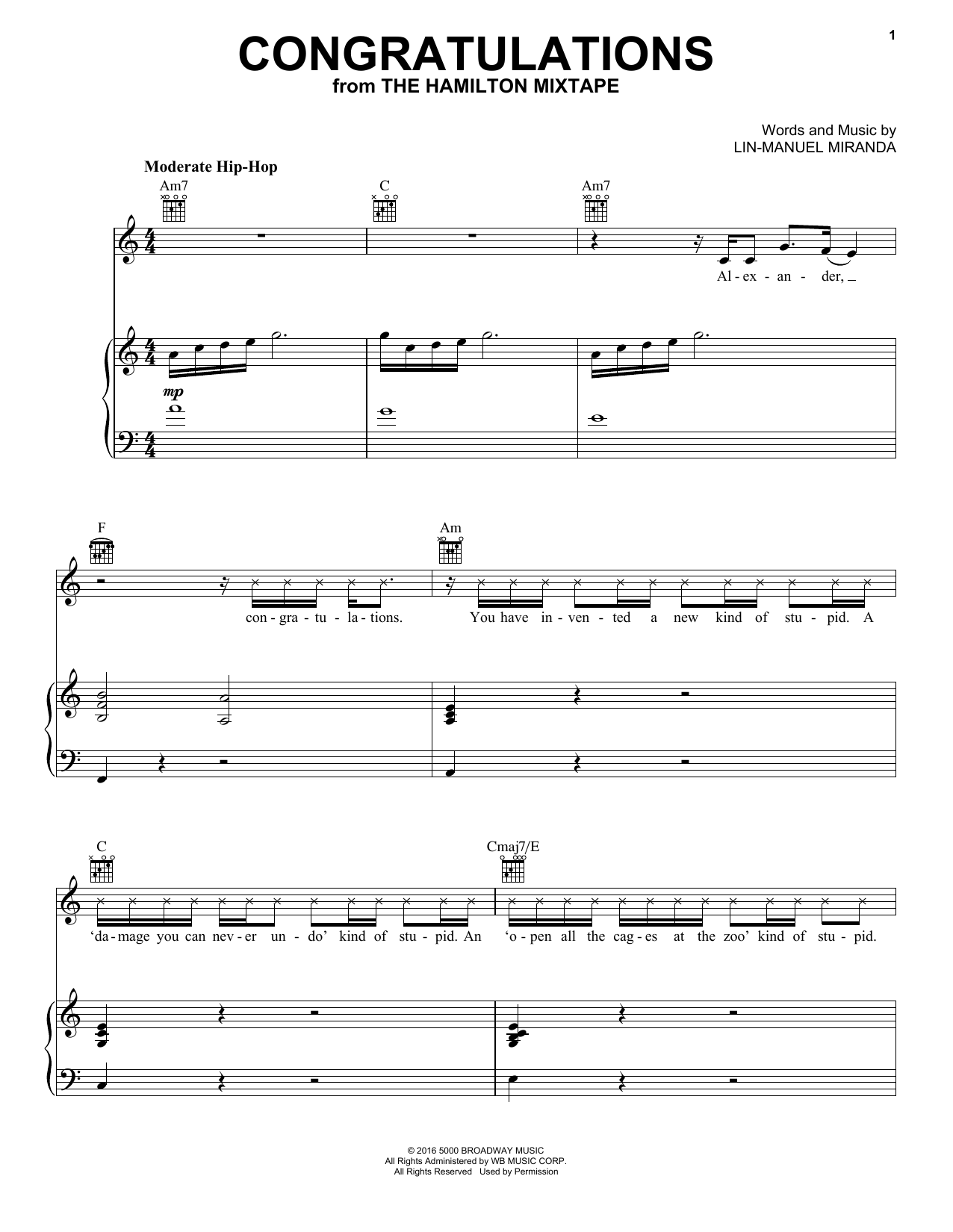 Dessa Congratulations Sheet Music Notes & Chords for Piano, Vocal & Guitar (Right-Hand Melody) - Download or Print PDF