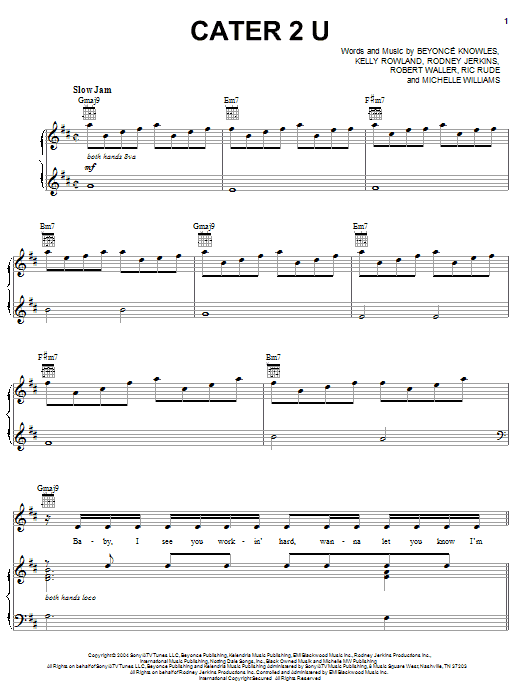 Destiny's Child Cater 2 U Sheet Music Notes & Chords for Piano, Vocal & Guitar (Right-Hand Melody) - Download or Print PDF