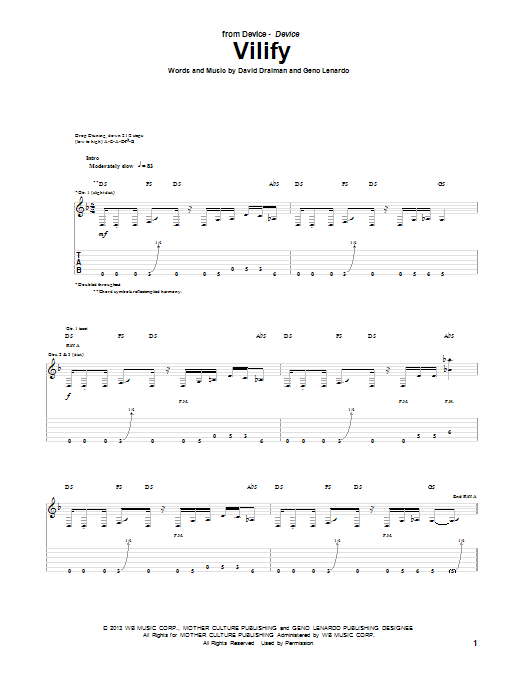 Device Vilify Sheet Music Notes & Chords for Guitar Tab - Download or Print PDF