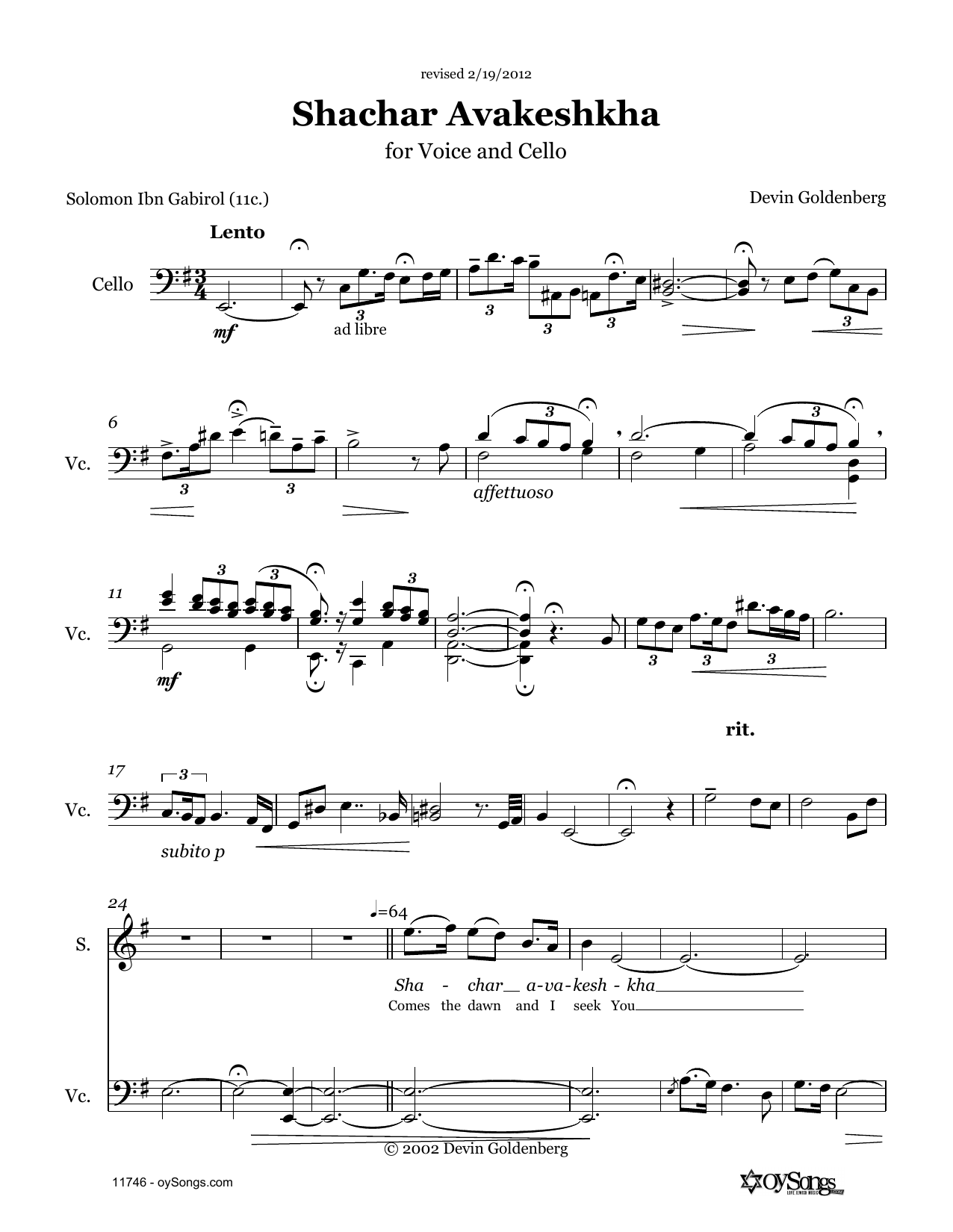 Devin Goldenberg Shachar Avakeshcha Sheet Music Notes & Chords for Voice - Download or Print PDF