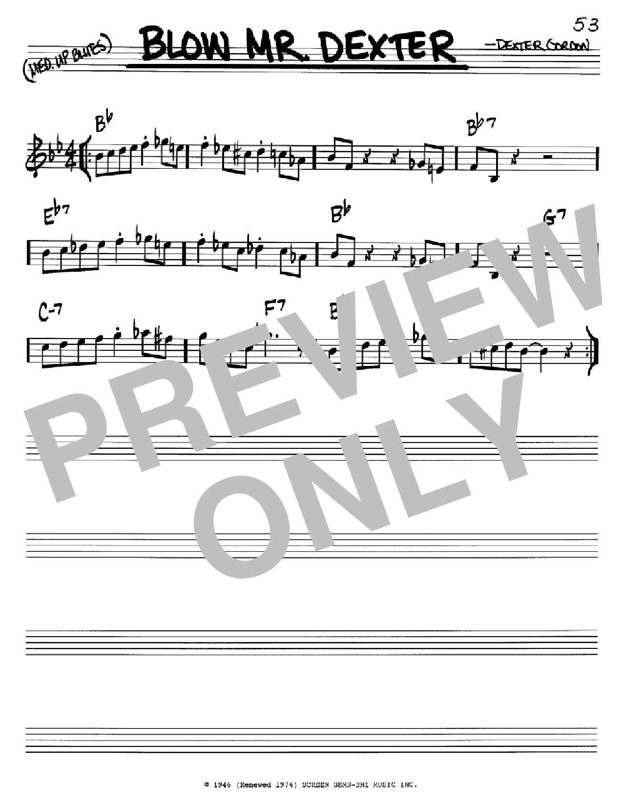 Dexter Gordon Blow Mr. Dexter Sheet Music Notes & Chords for Real Book - Melody & Chords - C Instruments - Download or Print PDF