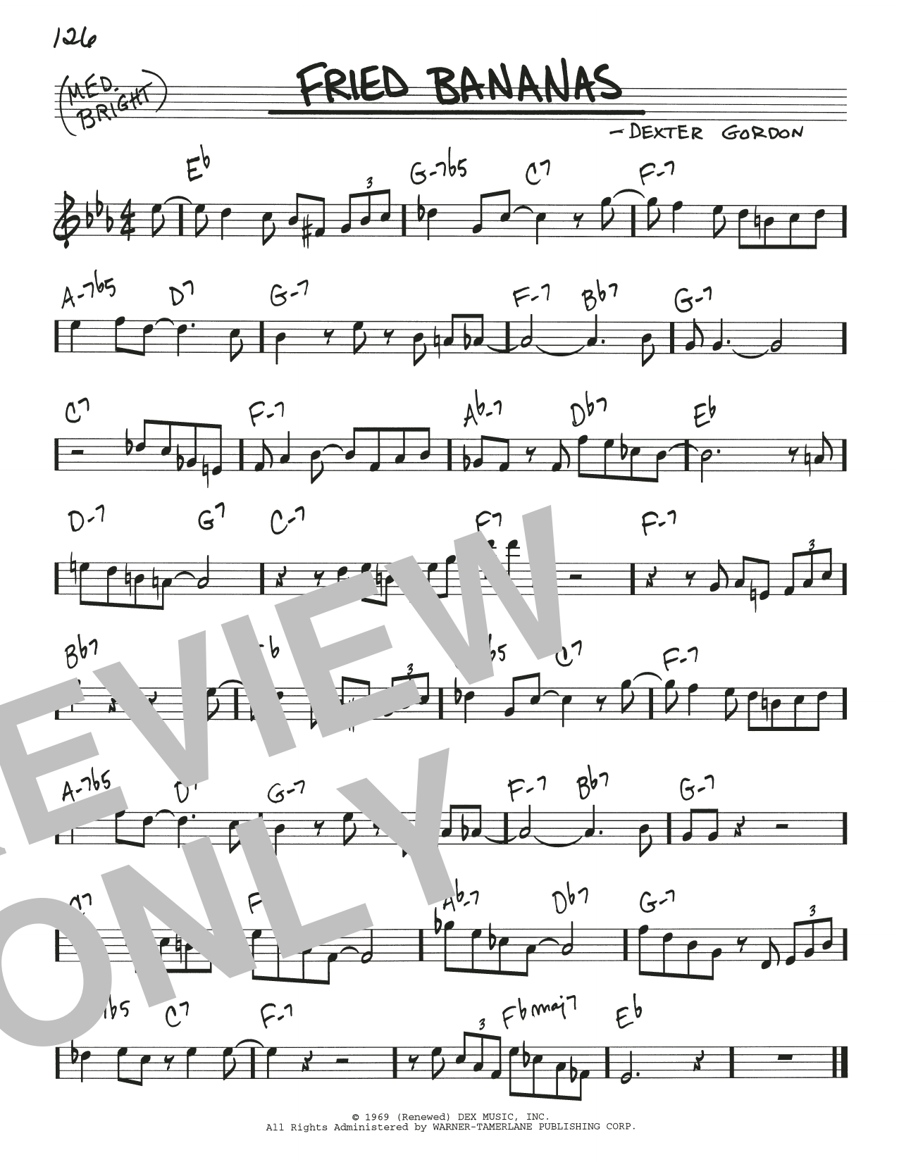 Dexter Gordon Fried Bananas Sheet Music Notes & Chords for Real Book – Melody & Chords - Download or Print PDF