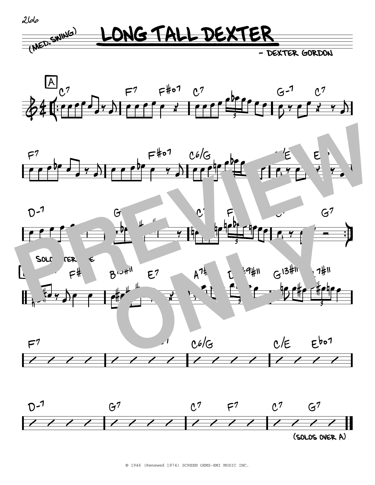Dexter Gordon Long Tall Dexter Sheet Music Notes & Chords for Real Book – Melody & Chords - Download or Print PDF