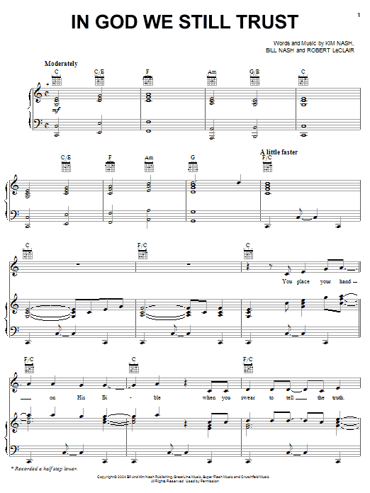 Diamond Rio In God We Still Trust Sheet Music Notes & Chords for Piano, Vocal & Guitar (Right-Hand Melody) - Download or Print PDF Diamond Rio In God We Still Trust Sheet Music Notes & Chords for Piano, Vocal & Guitar (Right-Hand Melody) - Download or Print PDF