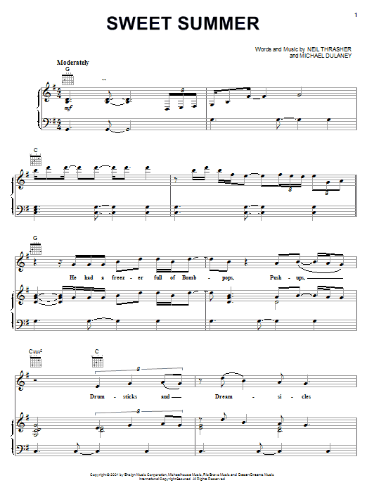 Diamond Rio Sweet Summer Sheet Music Notes & Chords for Piano, Vocal & Guitar (Right-Hand Melody) - Download or Print PDF
