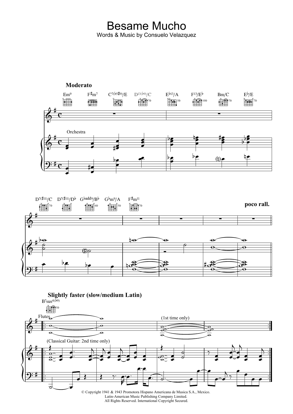 Diana Krall Besame Mucho Sheet Music Notes & Chords for Melody Line, Lyrics & Chords - Download or Print PDF