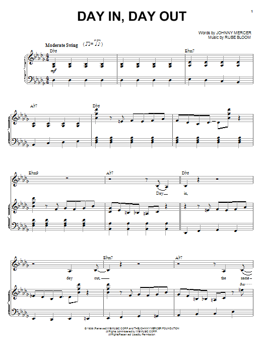 Diana Krall Day In, Day Out Sheet Music Notes & Chords for Piano & Vocal - Download or Print PDF