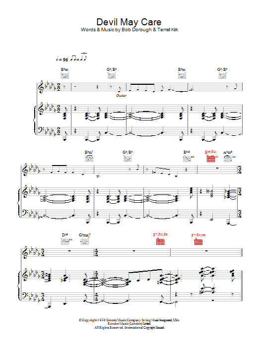 Diana Krall Devil May Care Sheet Music Notes & Chords for Piano, Vocal & Guitar - Download or Print PDF
