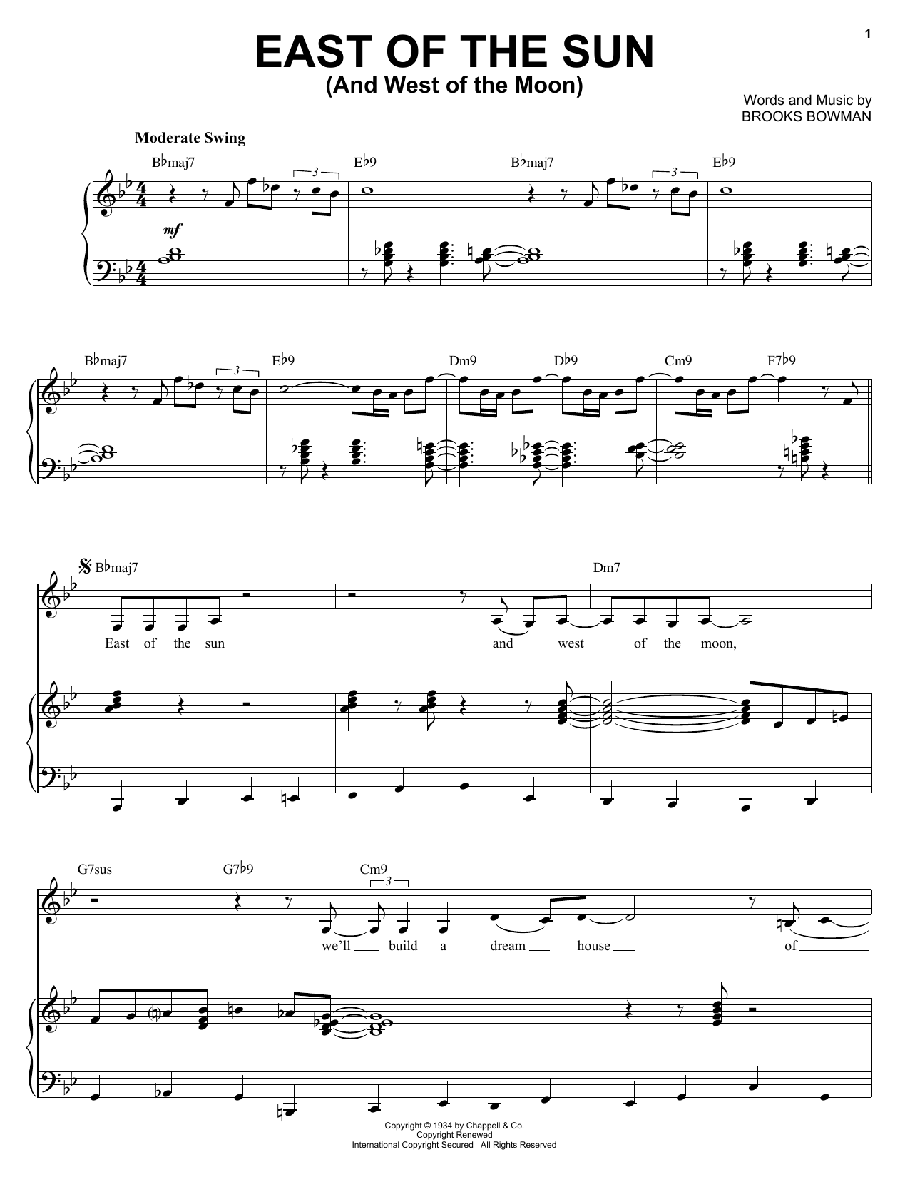 Diana Krall East Of The Sun (And West Of The Moon) Sheet Music Notes & Chords for Piano, Vocal & Guitar (Right-Hand Melody) - Download or Print PDF