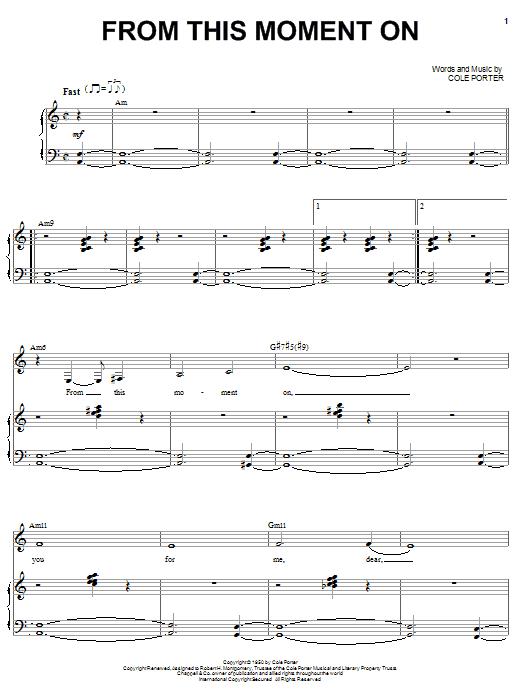 Diana Krall From This Moment On (from Kiss Me, Kate) Sheet Music Notes & Chords for Piano & Vocal - Download or Print PDF