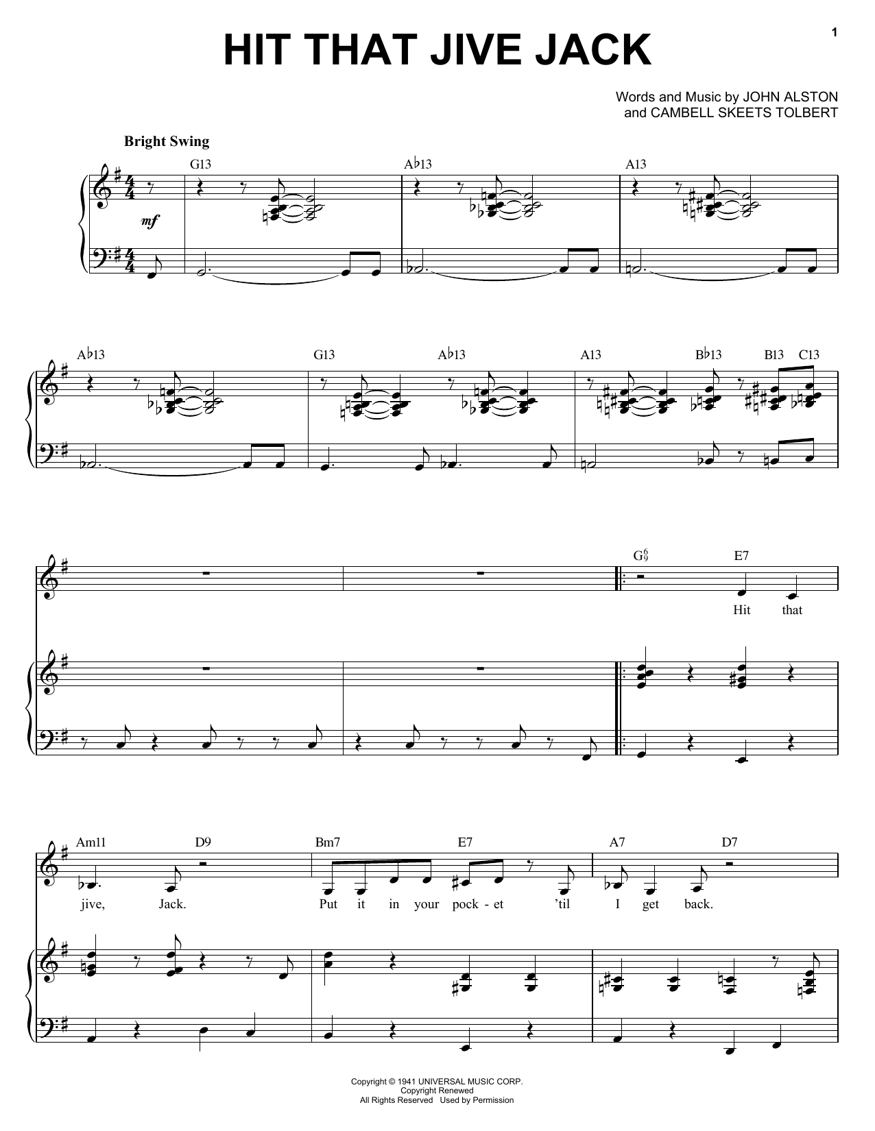 Diana Krall Hit That Jive Jack Sheet Music Notes & Chords for Tenor Saxophone - Download or Print PDF