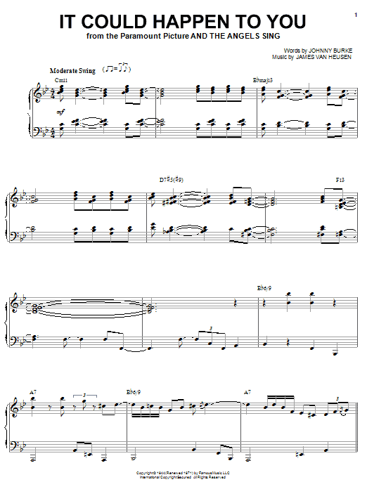 Diana Krall It Could Happen To You Sheet Music Notes & Chords for Piano, Vocal & Guitar (Right-Hand Melody) - Download or Print PDF