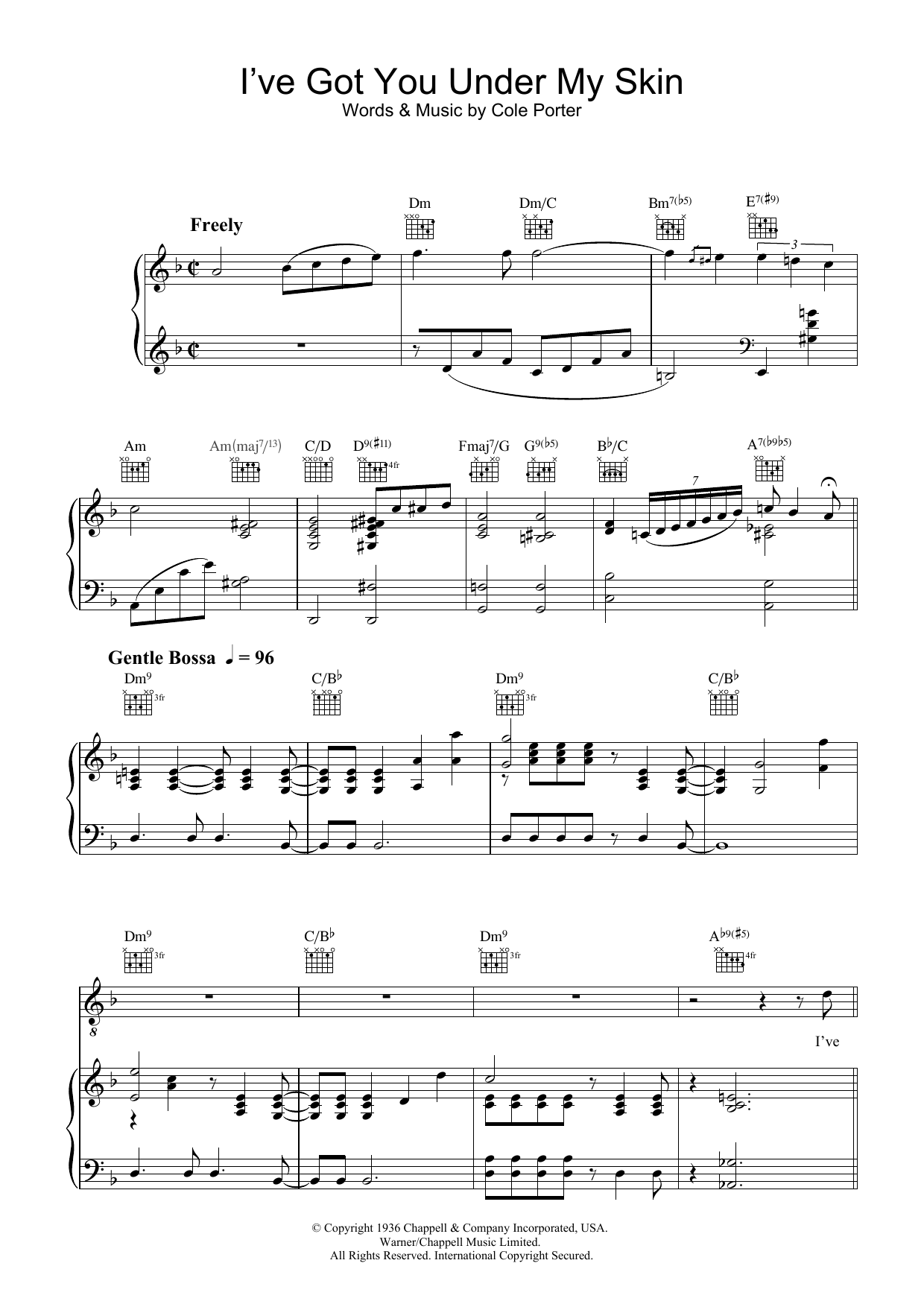 Diana Krall I've Got You Under My Skin Sheet Music Notes & Chords for Piano, Vocal & Guitar - Download or Print PDF