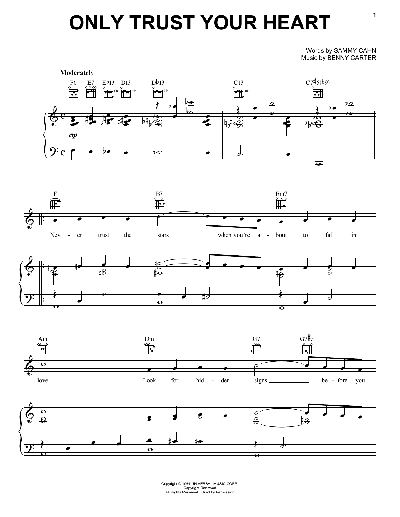 Diana Krall Only Trust Your Heart Sheet Music Notes & Chords for Easy Piano - Download or Print PDF