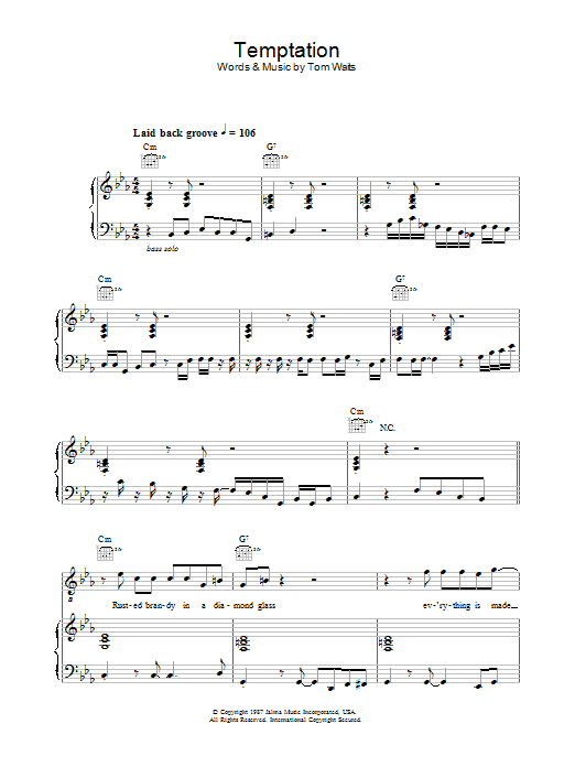 Diana Krall Temptation Sheet Music Notes & Chords for Piano, Vocal & Guitar - Download or Print PDF