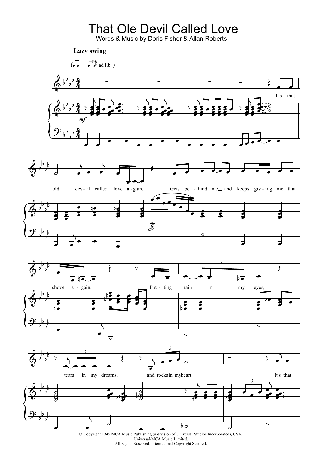 Diana Krall That Ole Devil Called Love Sheet Music Notes & Chords for Piano & Vocal - Download or Print PDF