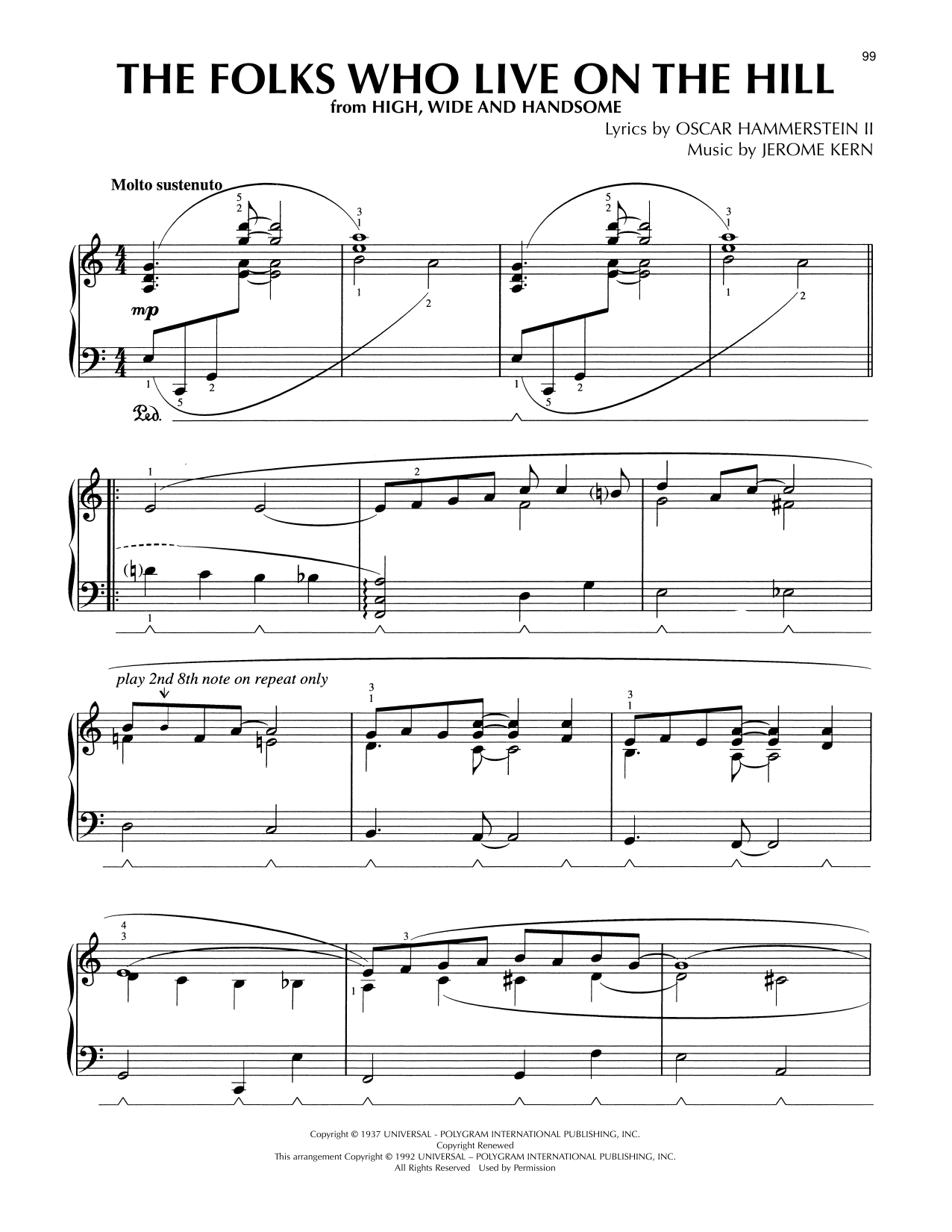 Diana Krall The Folks Who Live On The Hill (from High, Wide and Handsome) (arr. Lee Evans) Sheet Music Notes & Chords for Piano Solo - Download or Print PDF