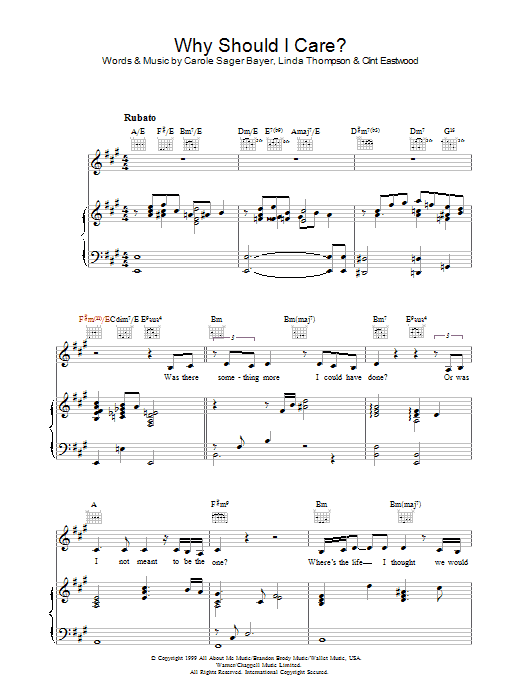 Diana Krall Why Should I Care Sheet Music Notes & Chords for Piano, Vocal & Guitar - Download or Print PDF