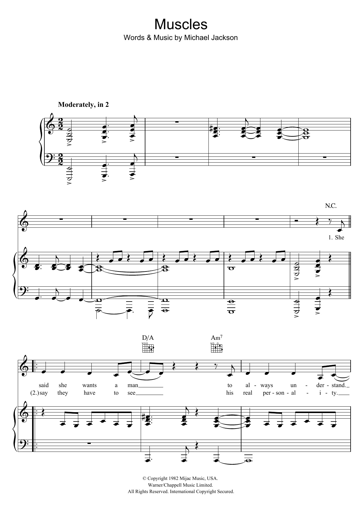 Diana Ross Muscles Sheet Music Notes & Chords for Piano, Vocal & Guitar - Download or Print PDF