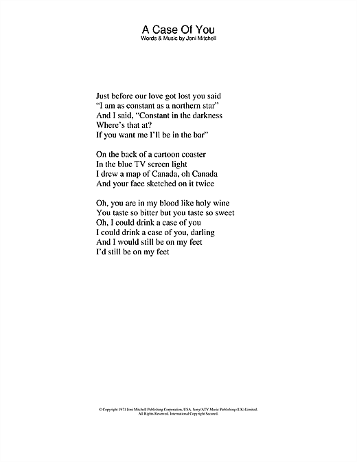 Preview Diana Krall A Case Of You Jazz sheet music, notes and chords for Piano, Vocal & Guitar, SKU: 23071 sheet music, piano notes, chords, guitar tabs, score, transpose, transcribe, how to play, guide, download, learn, tutorial, progression, song, artist, awards, billboard, mtv, vh1, tour, single, album, release
