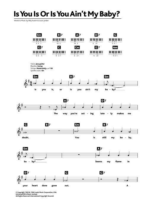 Diana Krall Is You Is Or Is You Ain T My Baby Sheet Music Download Pdf Score 103866