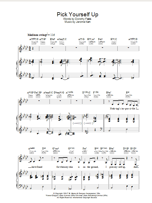 Preview Diana Krall Pick Yourself Up Pop sheet music, notes and chords for Piano, Vocal & Guitar, SKU: 36385 Pick Yourself Up sheet music