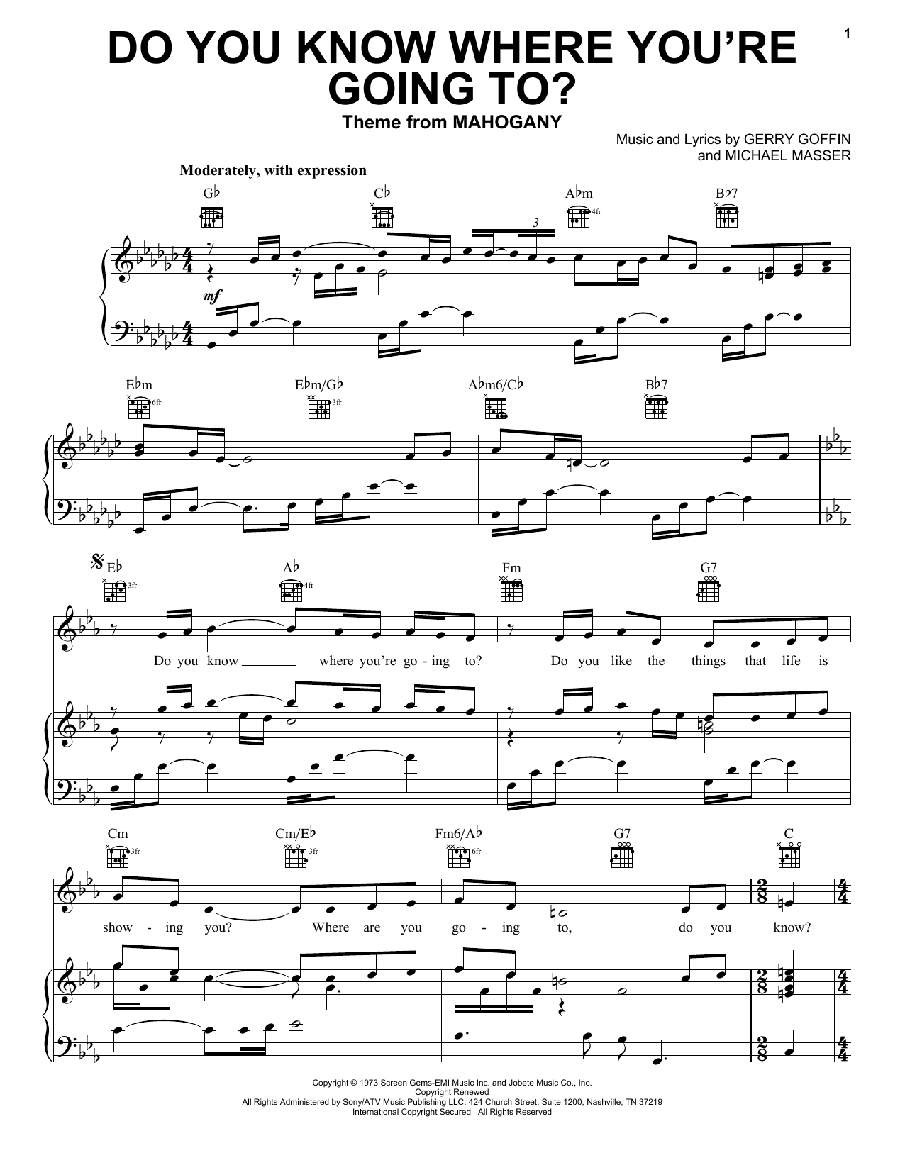 Do You Know Where You're Going To? sheet music