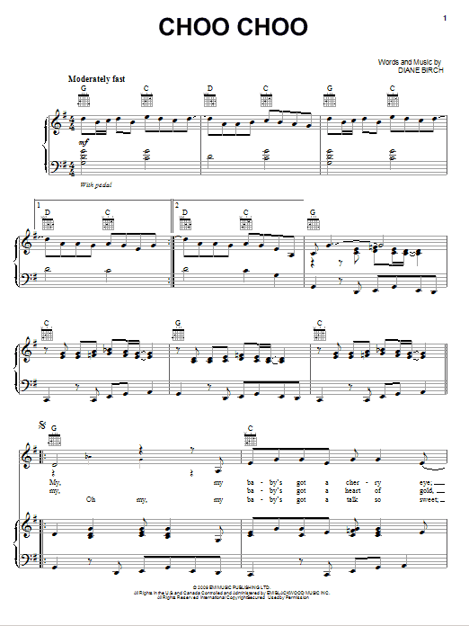 Diane Birch Choo Choo Sheet Music Notes & Chords for Piano, Vocal & Guitar (Right-Hand Melody) - Download or Print PDF